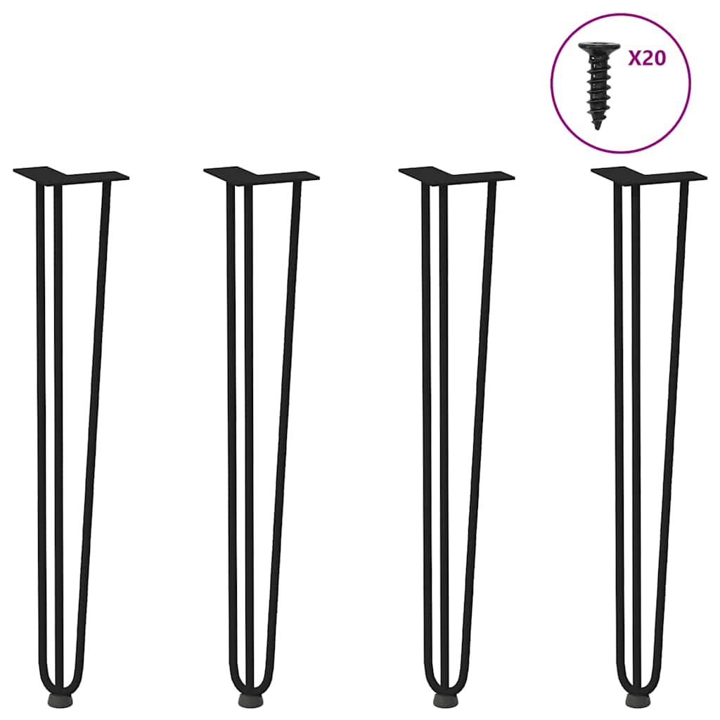 Hairpin Table Legs 4 pcs Black 72 cm Solid Steel - Unbeatable Bargains