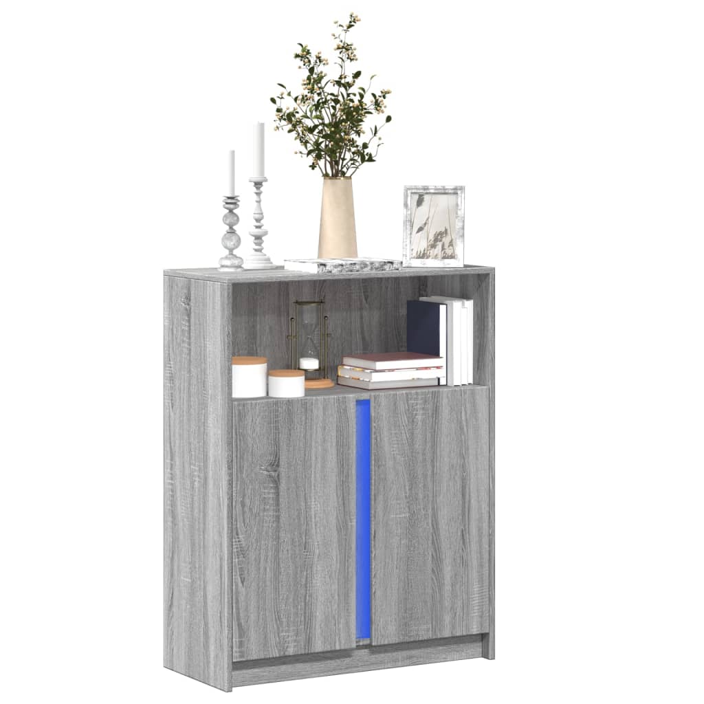 Sideboard with LED Grey Sonoma 77x34x100 cm Engineered Wood - Charlotte Dunes