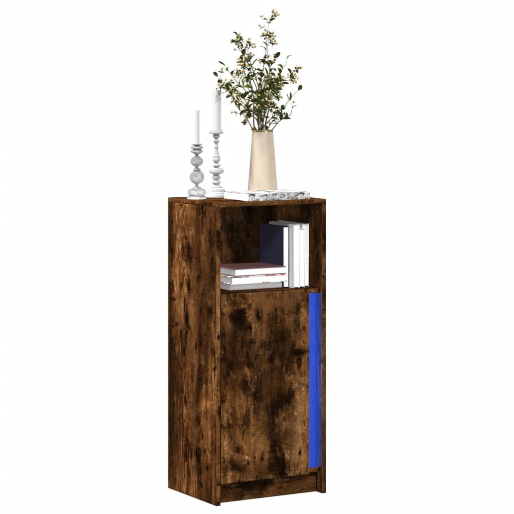 Sideboard with LED Smoked Oak 42.5x34x100 cm Engineered Wood - Charlotte Dunes