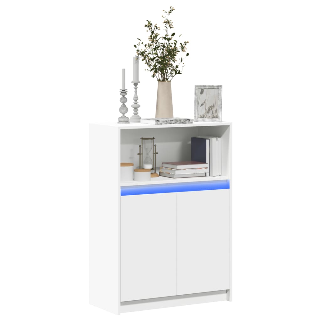 Sideboard with LED White 72x34x100 cm Engineered Wood - Charlotte Dunes