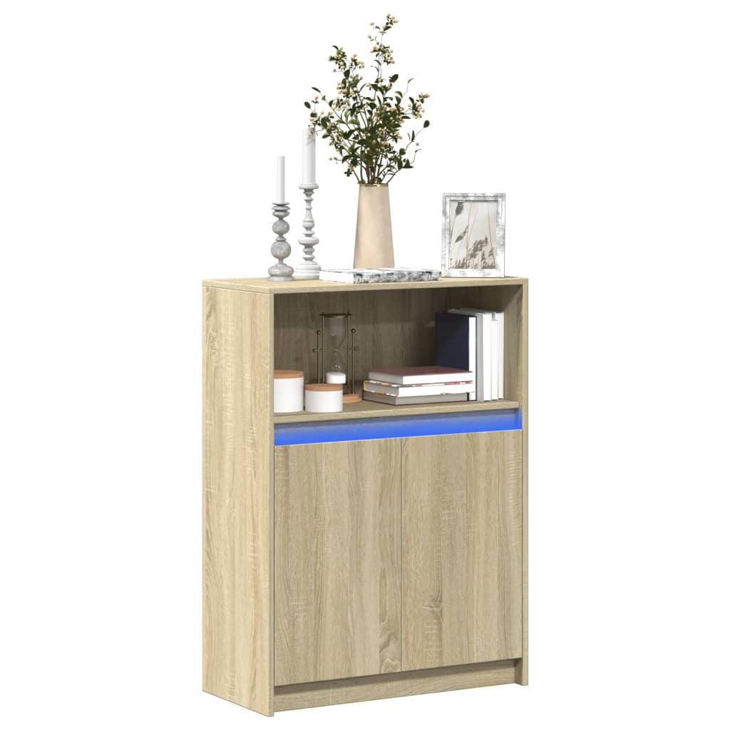 Sideboard with LED Sonoma Oak 72x34x100 cm Engineered Wood - Charlotte Dunes