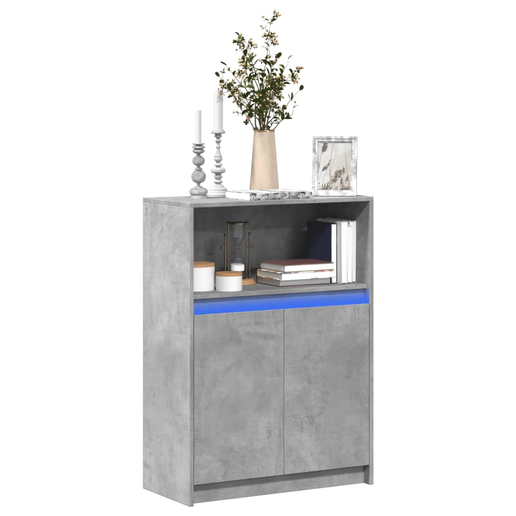 Sideboard with LED Concrete Grey 72x34x100 cm Engineered Wood - Charlotte Dunes