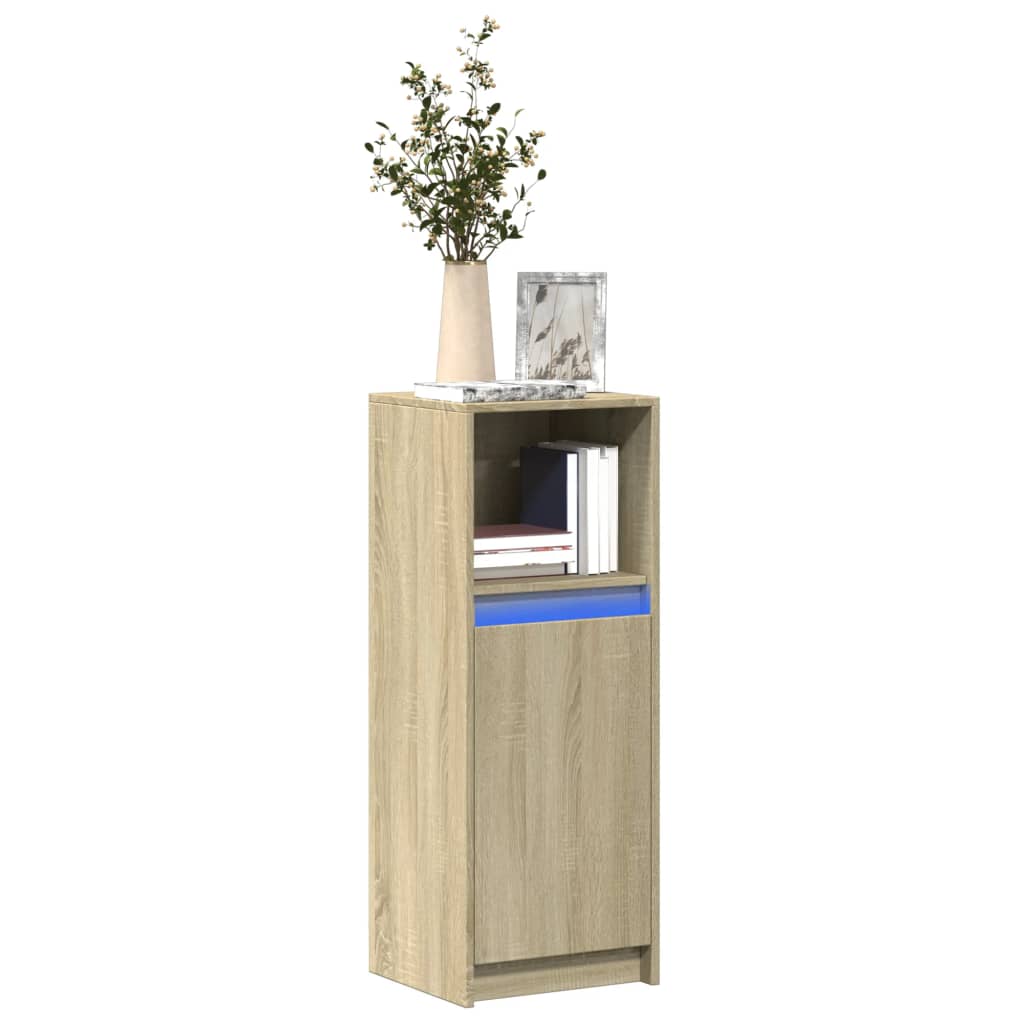 Sideboard with LED Sonoma Oak 38x34x100 cm Engineered Wood - Charlotte Dunes