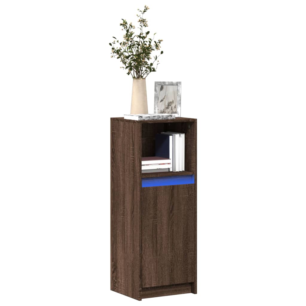 Sideboard with LED Brown Oak 38x34x100 cm Engineered Wood - Charlotte Dunes