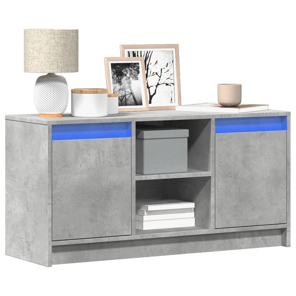TV Cabinet with LED Concrete Grey 100x34x50 cm Engineered Wood - Discount Dealers