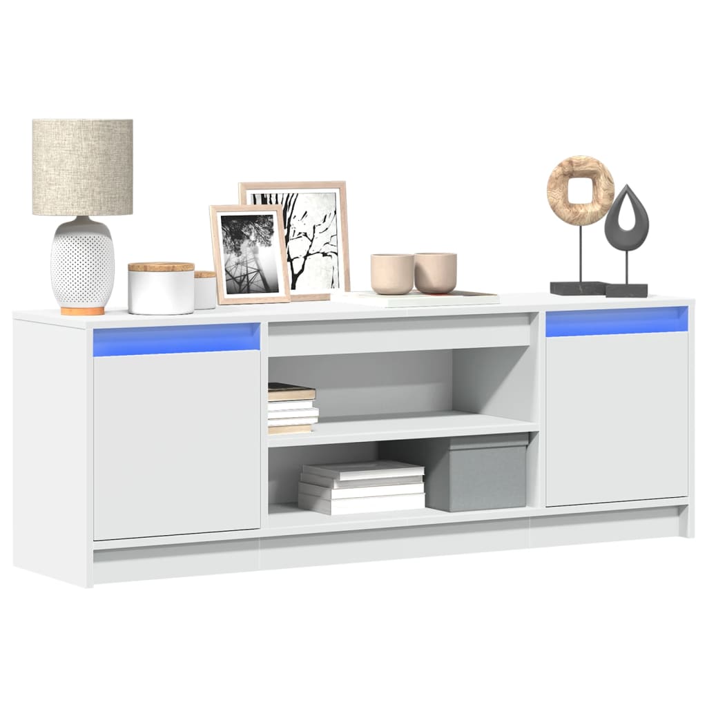 TV Cabinet with LED White 139.5x34x50 cm Engineered Wood - Discount Dealers