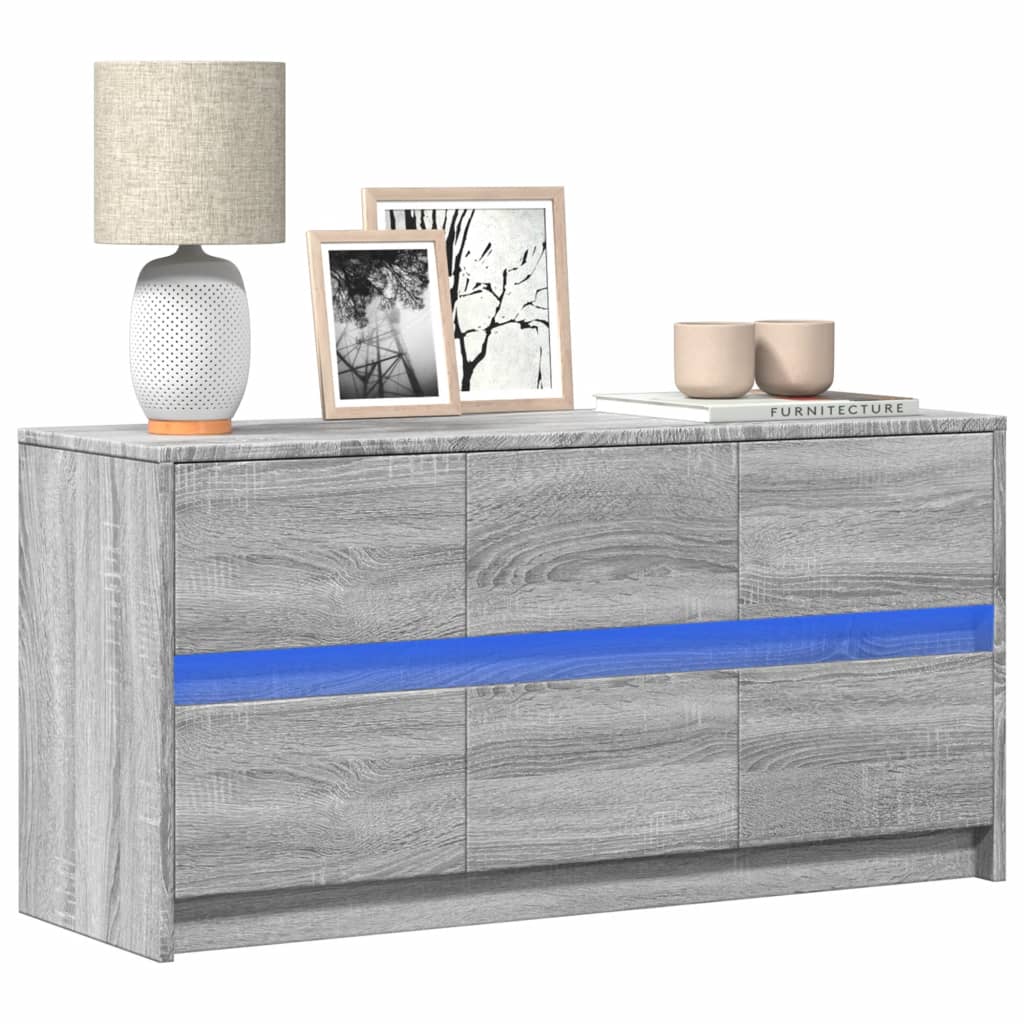 TV Cabinet with LED Grey Sonoma 100x34x50 cm Engineered Wood - Discount Dealers