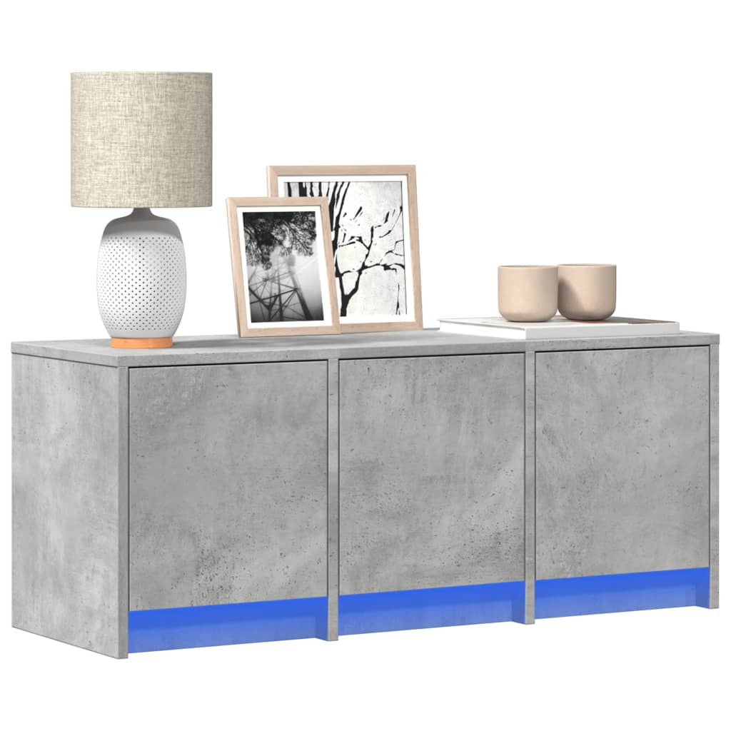 TV Cabinet with LED Concrete Grey 97x34x40 cm Engineered Wood - Design Hut