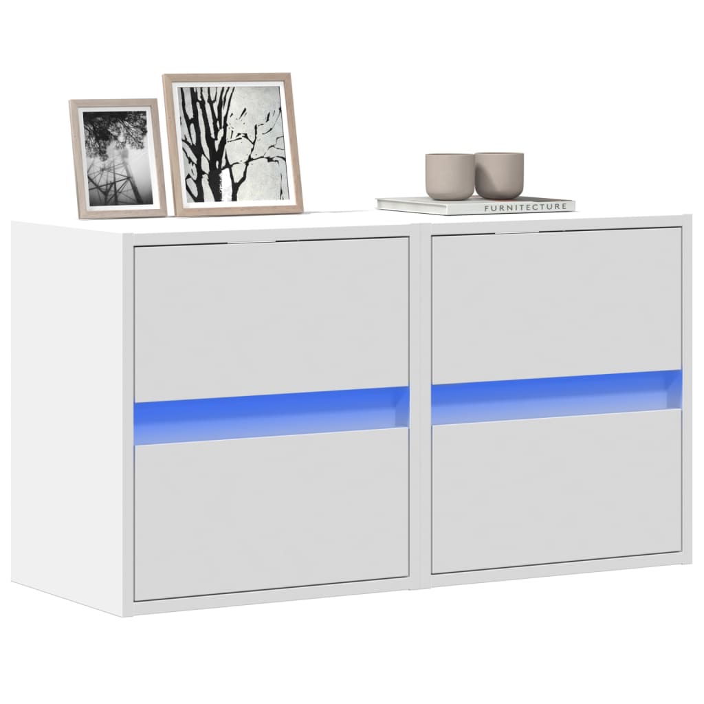 TV Wall Cabinets with LED Lights 2 pcs White 41x31x45 cm - Discount Dealers