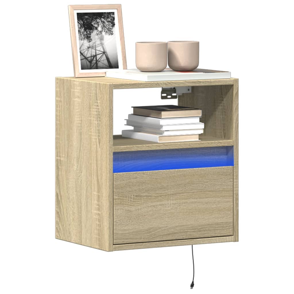 TV Wall Cabinet with LED Lights Sonoma Oak 41x31x45 cm - Discount Dealers