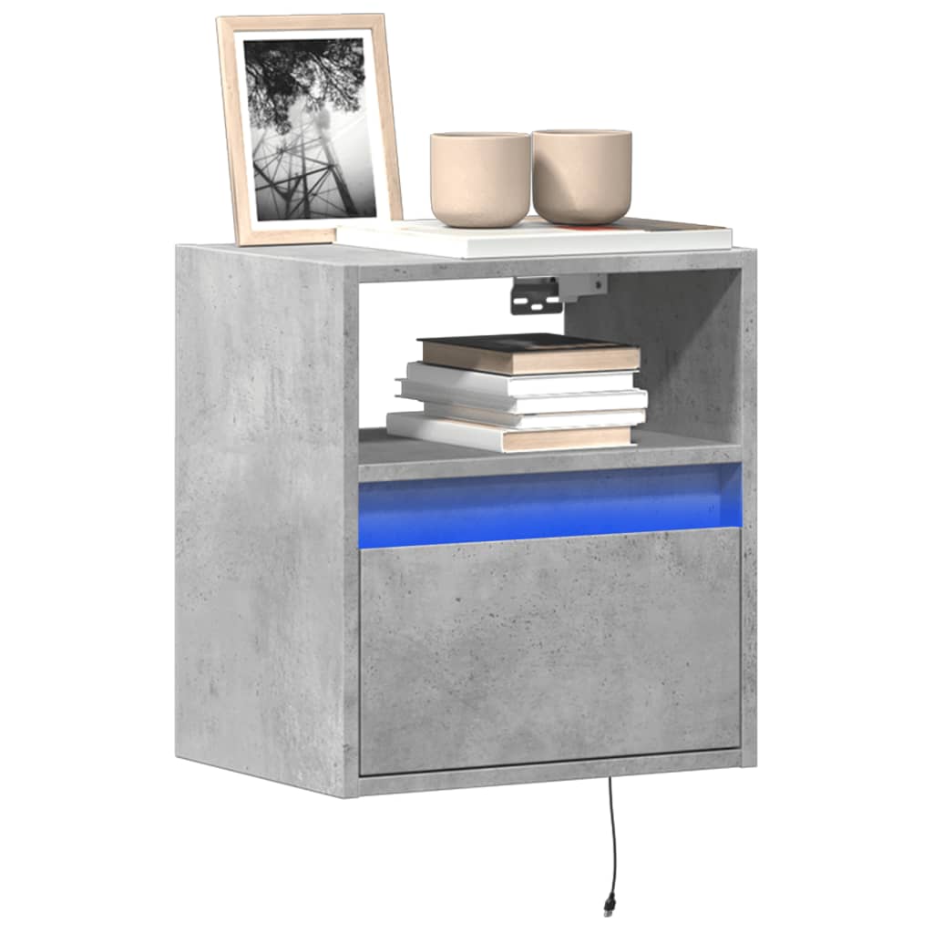 TV Wall Cabinet with LED Lights Concrete Grey 41x31x45 cm - Discount Dealers