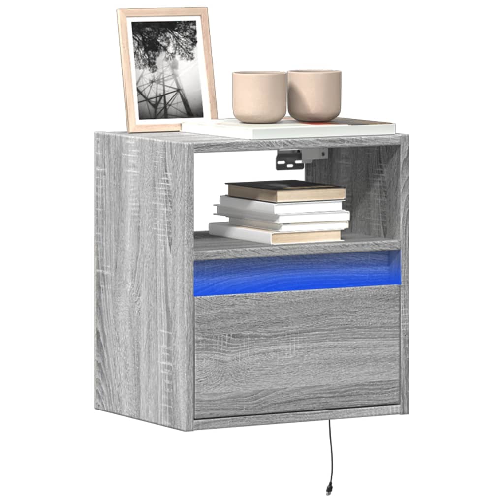 TV Wall Cabinets with LED Lights 2 pcs Grey Sonoma 41x31x45 cm - Discount Dealers