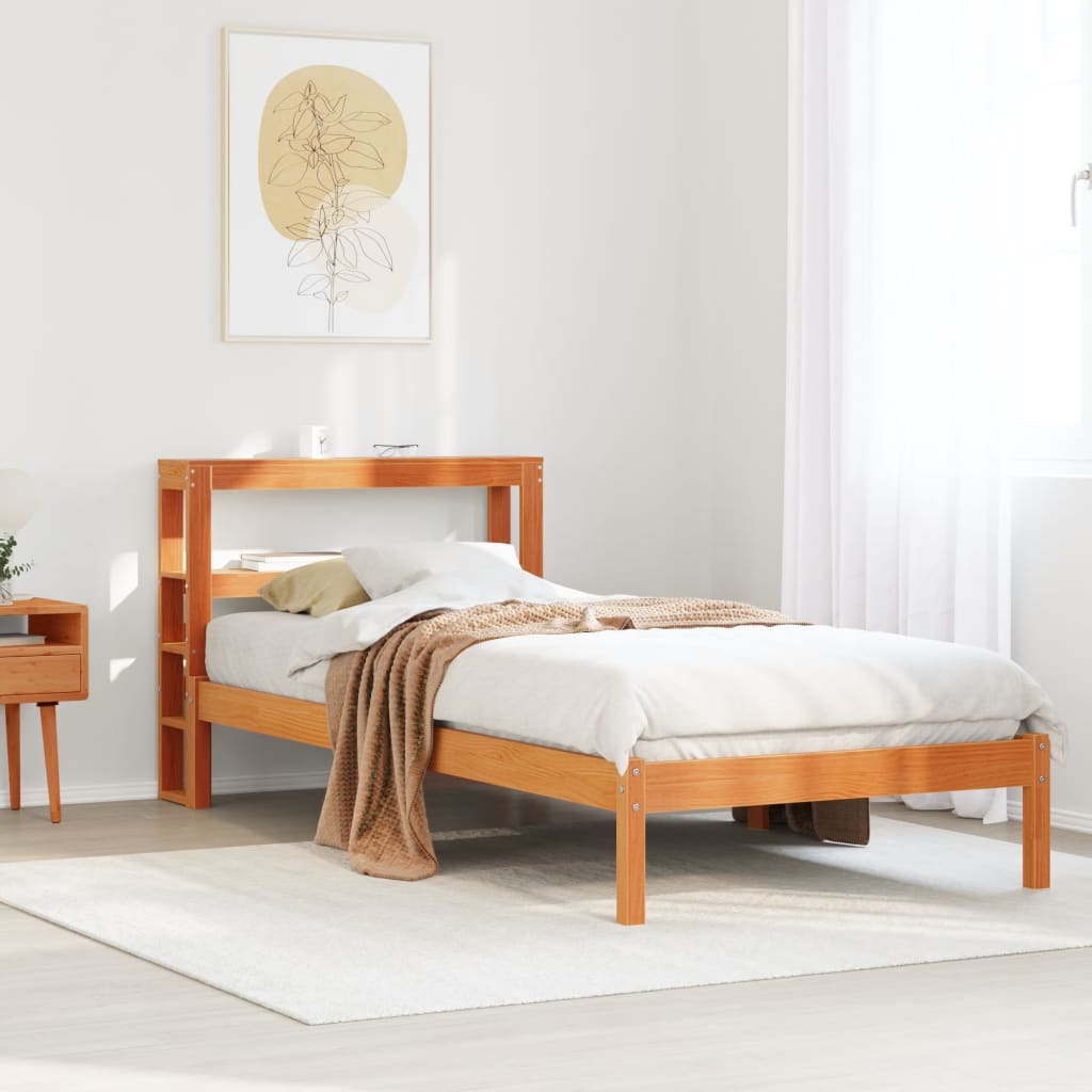 Bedframe with Headboard Wax Brown 75x190cm Small Single - Merkel Designers