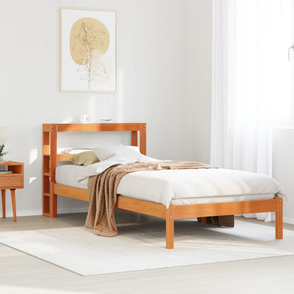 Bedframe with Headboard Wax Brown 90x190cm Single - The Home Maker