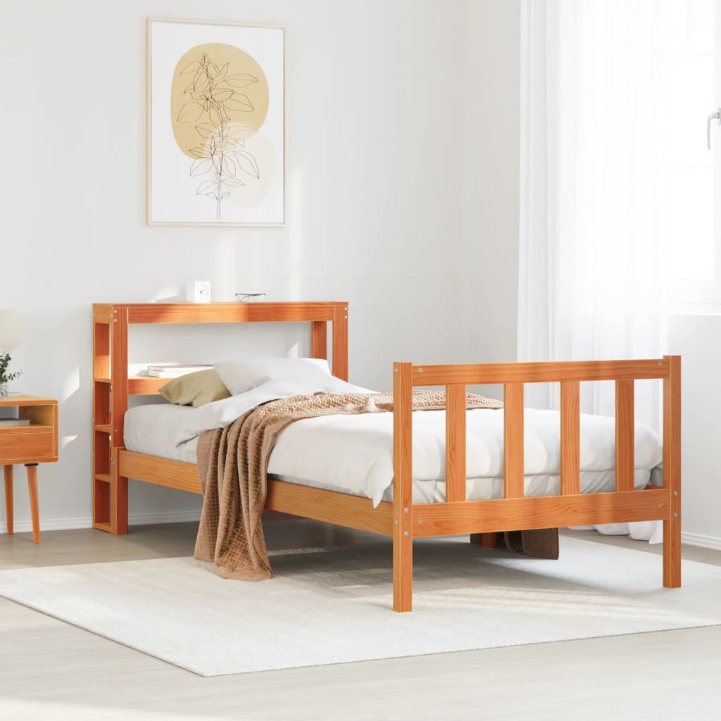 Bedframe with Headboard Wax Brown 100x200cm - Tyrell & Tyrell