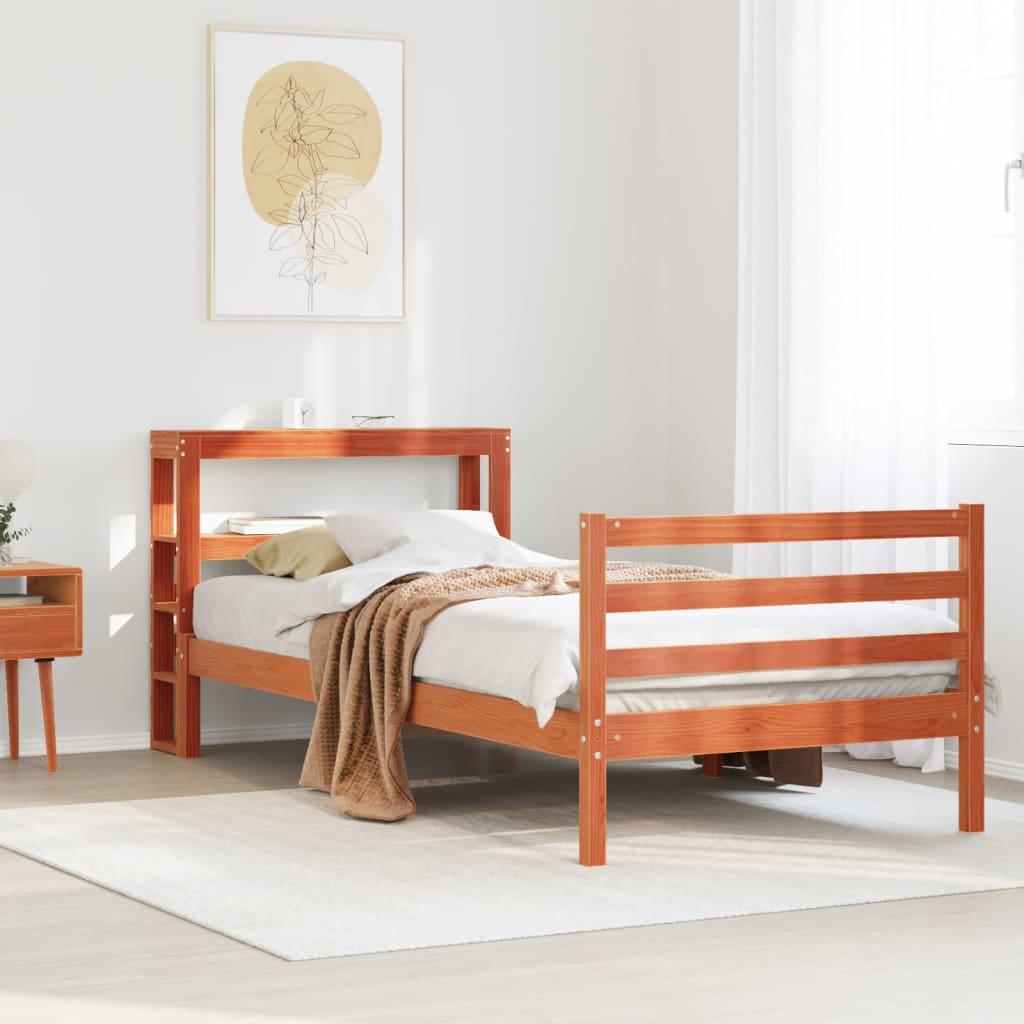 Bedframe Wax Brown 75x190cm Small Single Solid Wood Pine - Sid & Sam