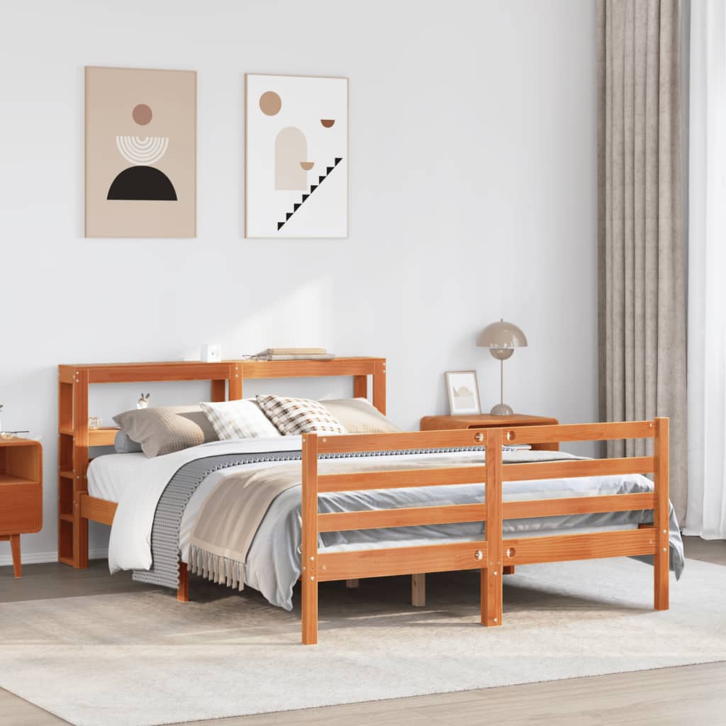 Bedframe Wax Brown 120x190cm Small Double Solid Wood Pine - Charlotte Dunes