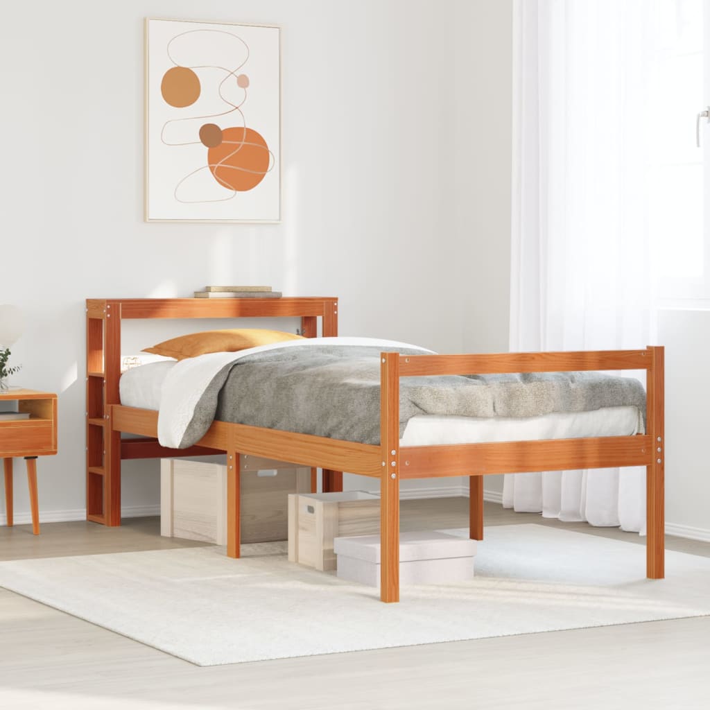 Bedframe with Headboard Wax Brown 75x190cm Small Single - Brittle & Co