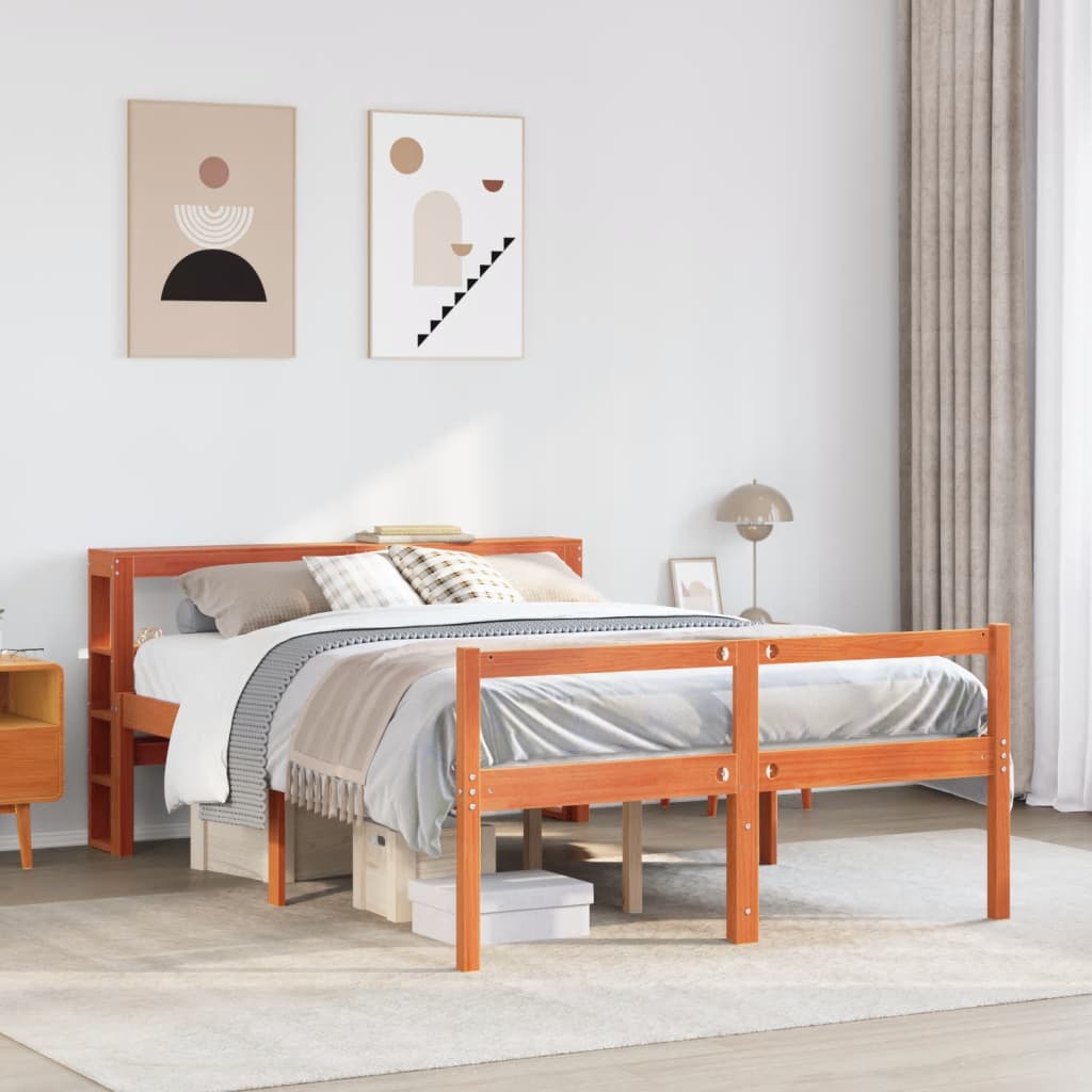 Bedframe with Headboard Wax Brown 120x200cm - Discount Dealers