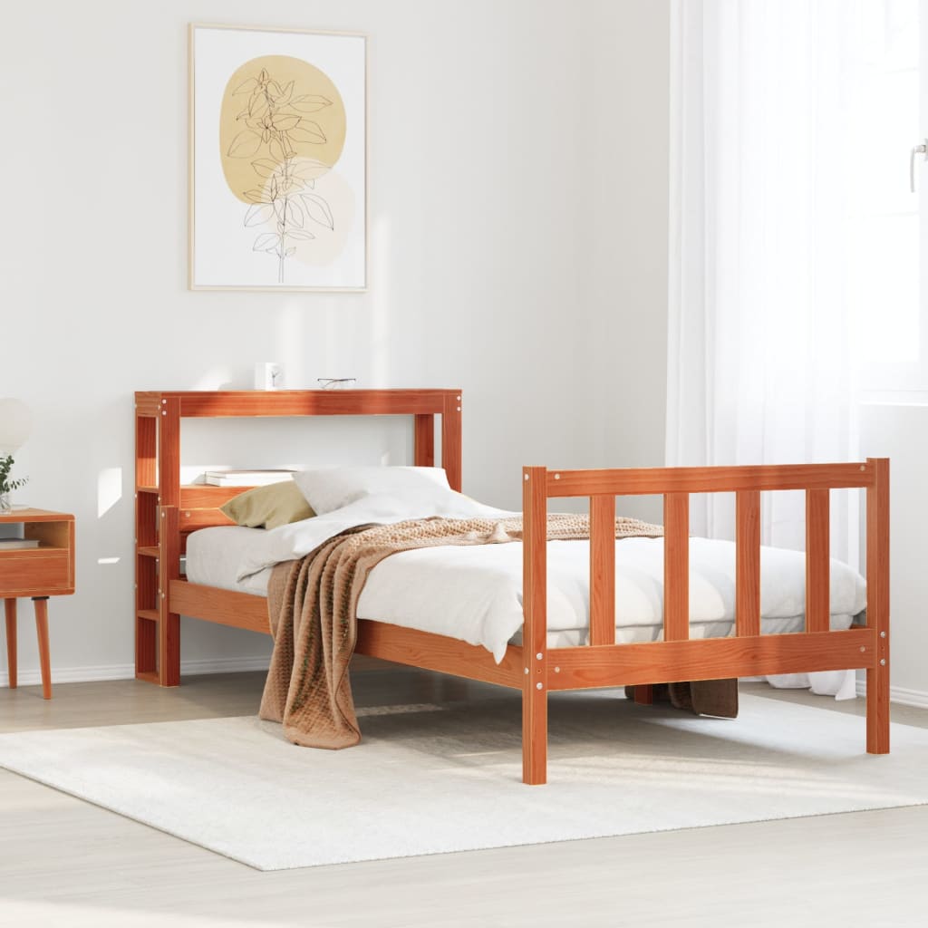 Bedframe with Headboard Wax Brown 75x190cm Small Single - Brittle & Co