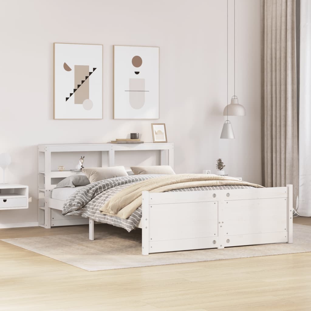 Bedframe with Headboard White 140x200cm - Merkel Designers