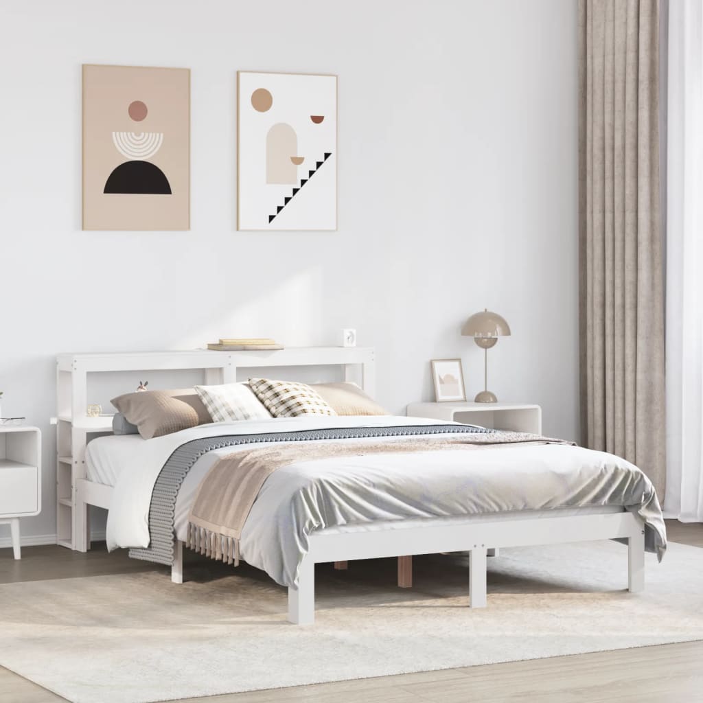 Bedframe with Headboard White 140x190cm - Decor Base