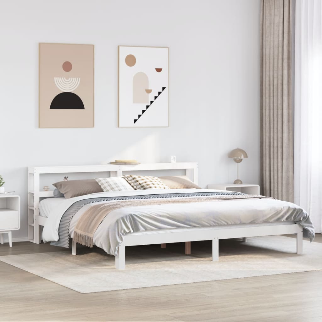 Bedframe with Headboard White 180x200cm Super King - Direct Imports