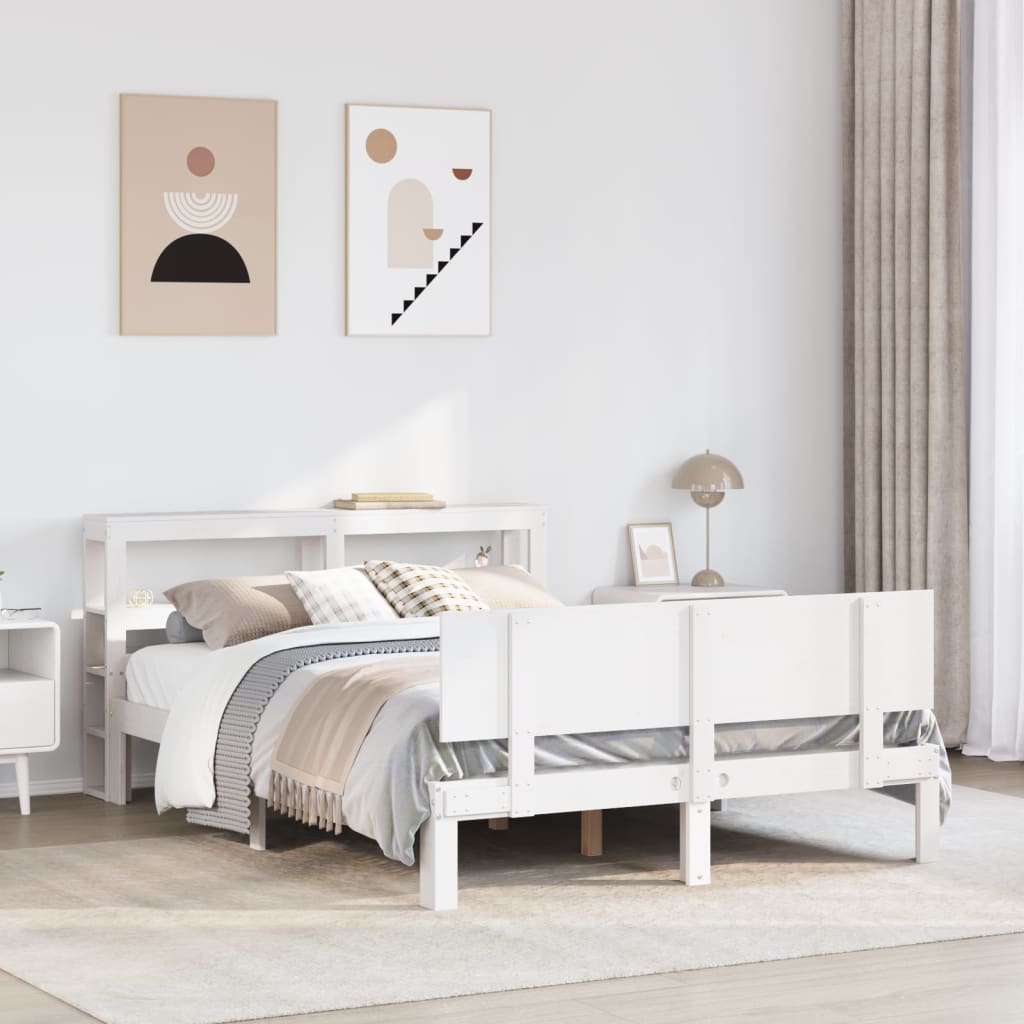 Bedframe with Headboard White 140x200cm - Sid & Sam