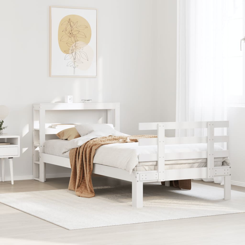 Bedframe with Headboard White 75x190cm Small Single - All Things Good