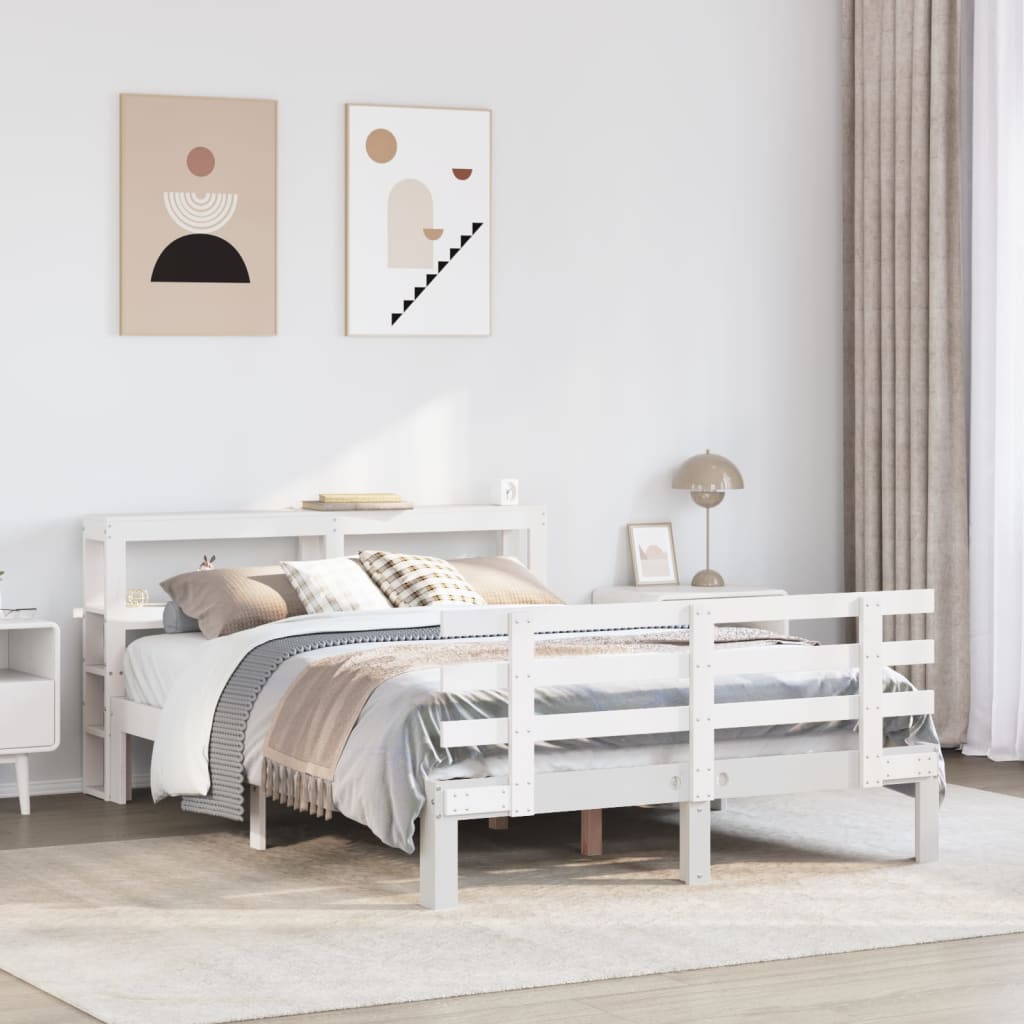 Bedframe with Headboard White 140x190cm - Millennium Furniture
