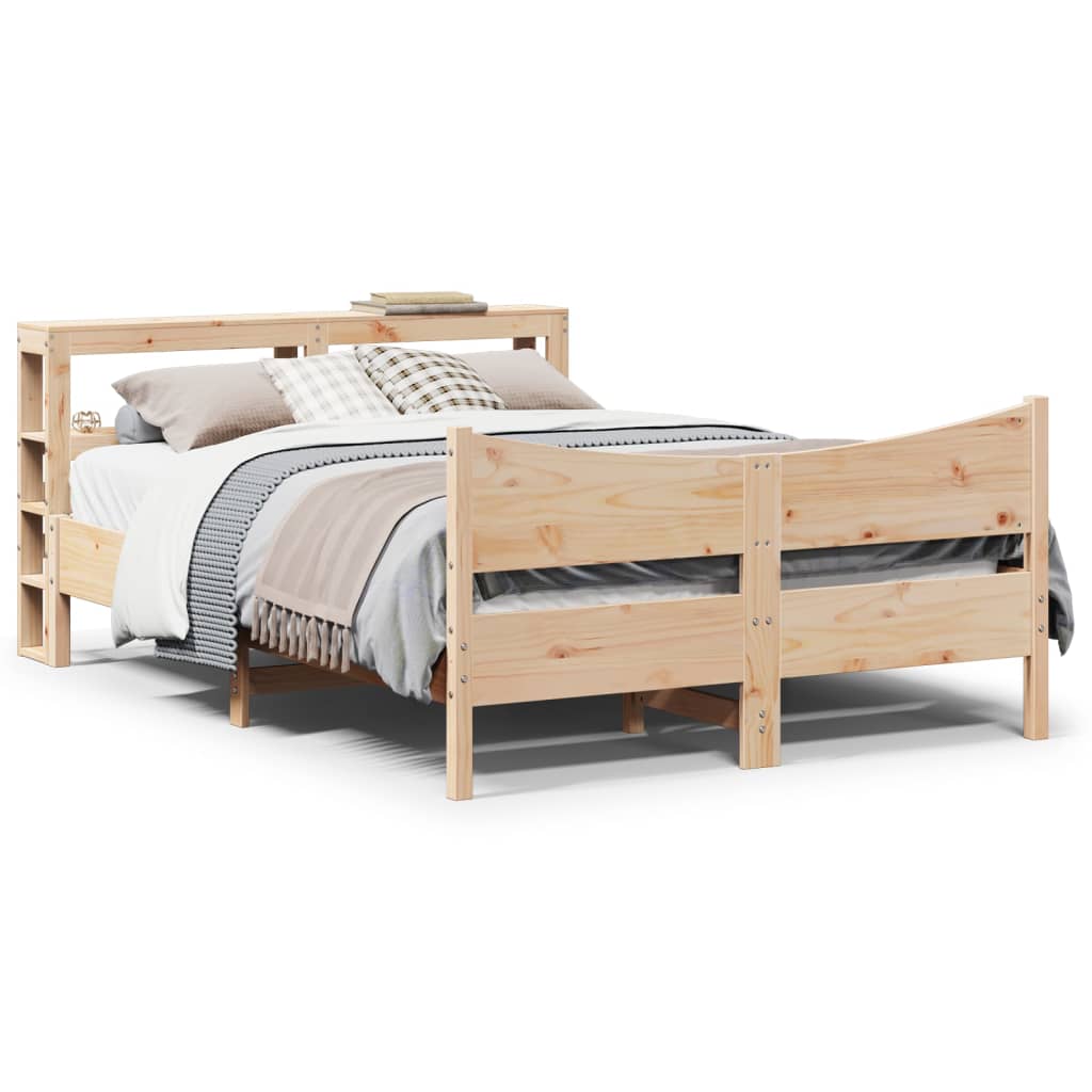 Bedframe with Headboard 120x190cm Small Double Solid Wood Pine - Design Hut