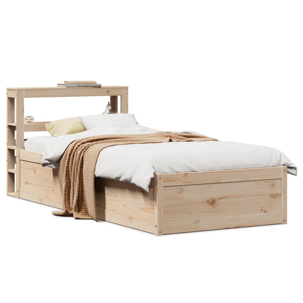 Bedframe with Headboard 75x190cm Small Single Solid Wood Pine - Merkel Designers