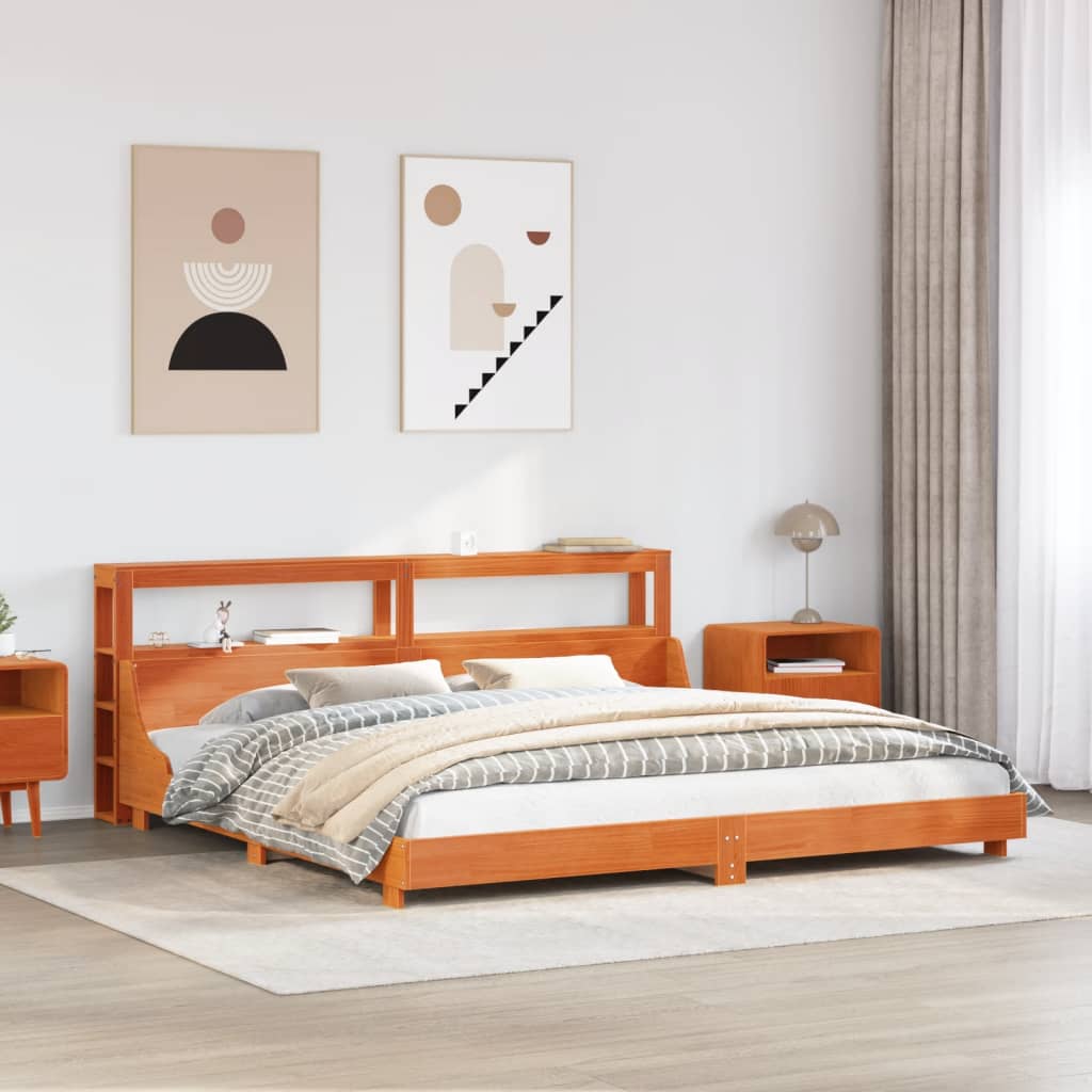 Bedframe Wax Brown 200x200cm Solid Wood Pine - Sid & Sam