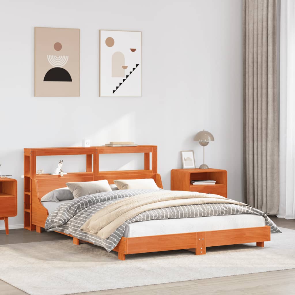 Bedframe Wax Brown 135x190cm Double Solid Wood Pine - Sid & Sam