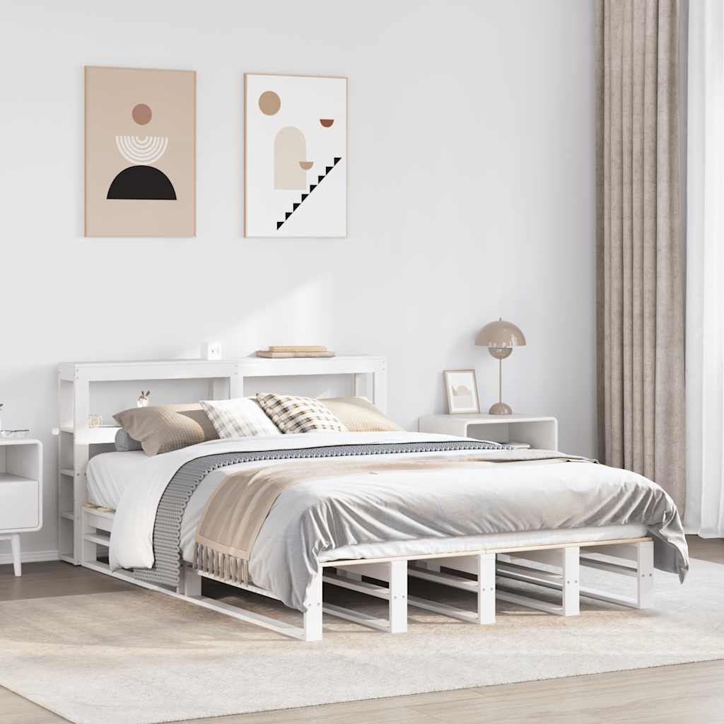 Bedframe White 150x200cm King Size Solid Wood Pine - Sid & Sam