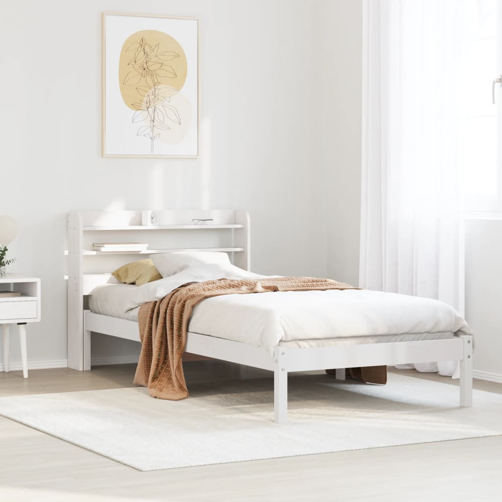 Bedframe White 100x200cm Solid Wood Pine - All Things Good