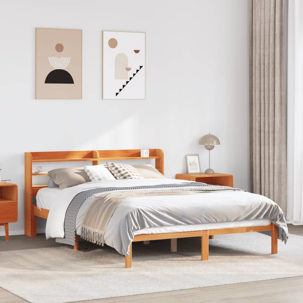 Bedframe with Headboard Wax Brown 135x190cm Double - Millennium Furniture