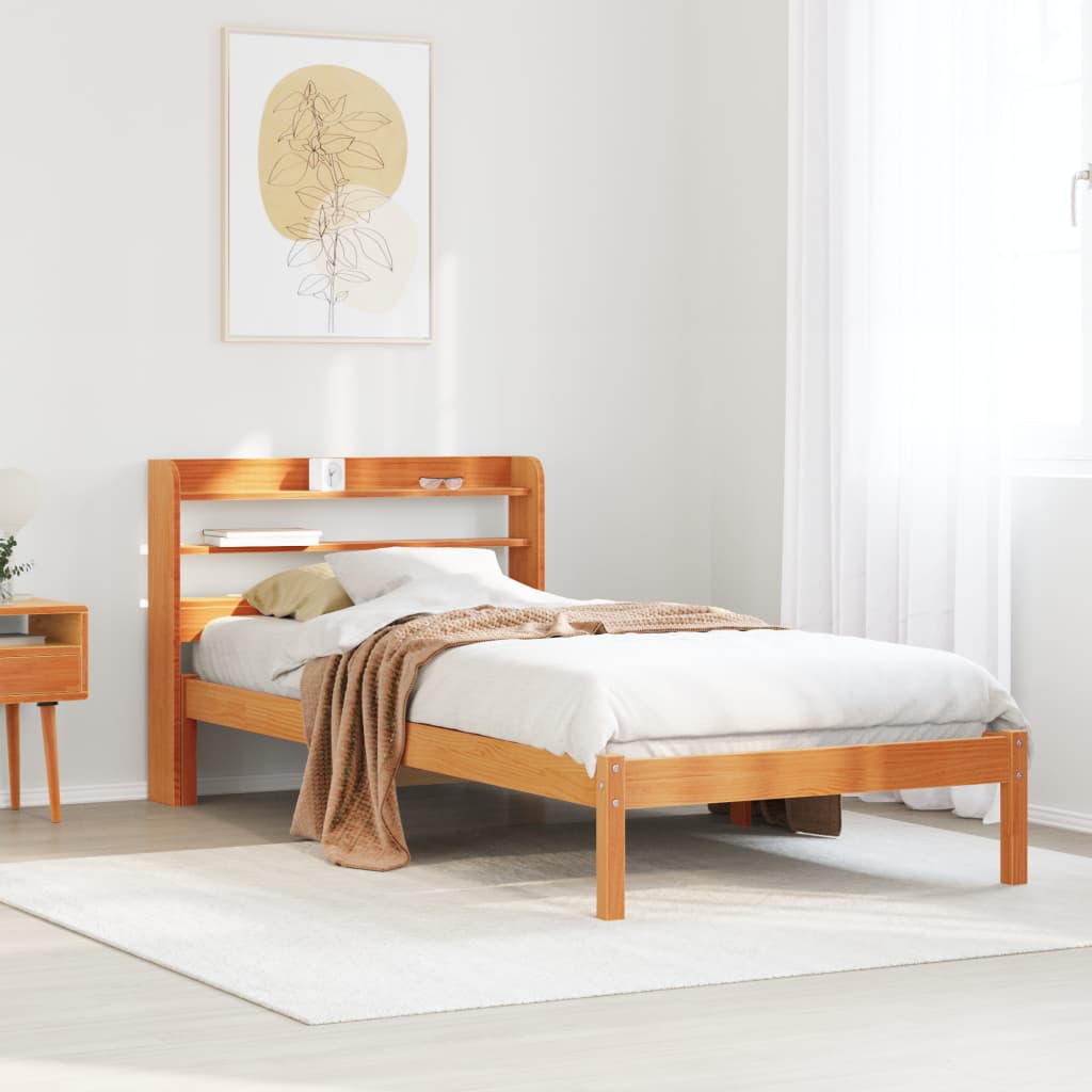 Bedframe with Headboard Wax Brown 100x200cm - All Things Good