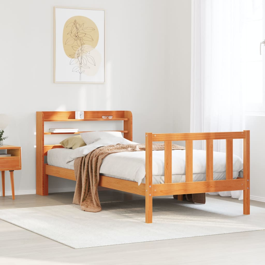 Bedframe with Headboard Wax Brown 100x200cm - Sid & Sam