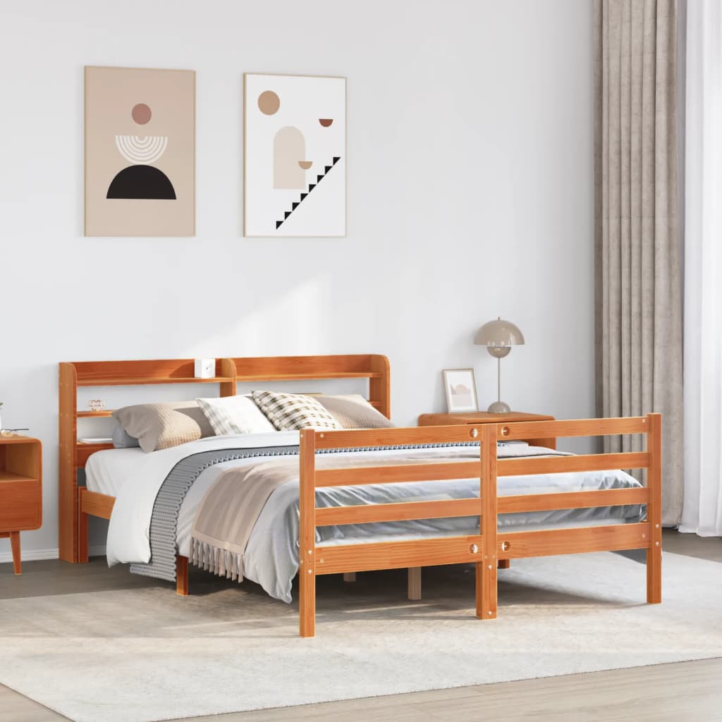 Bedframe Wax Brown 120x190cm Small Double Solid Wood Pine - Casper Homes