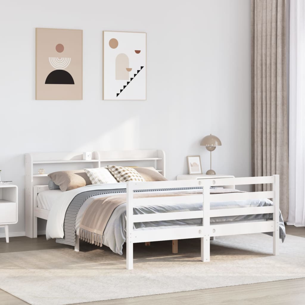 Bedframe with Headboard White 135x190cm Double - Decor Base
