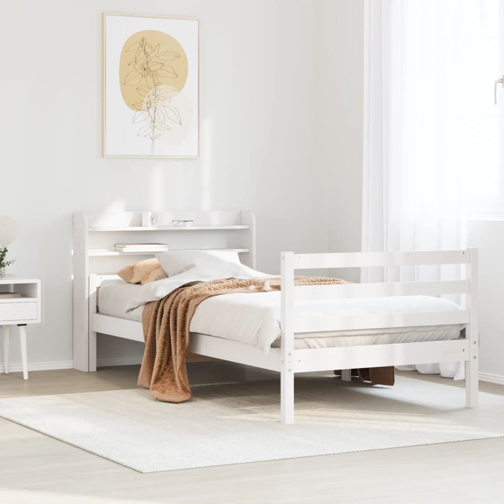 Bedframe with Headboard White 100x200cm - The Home Maker