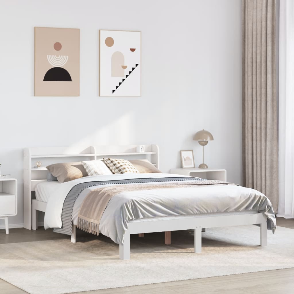 Bedframe with Headboard White 120x190cm Small Double - Casper Homes