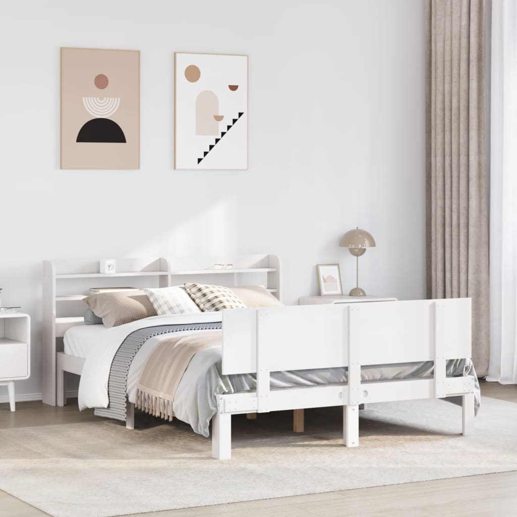 Bedframe with Headboard White 120x190cm Small Double - Design Hut