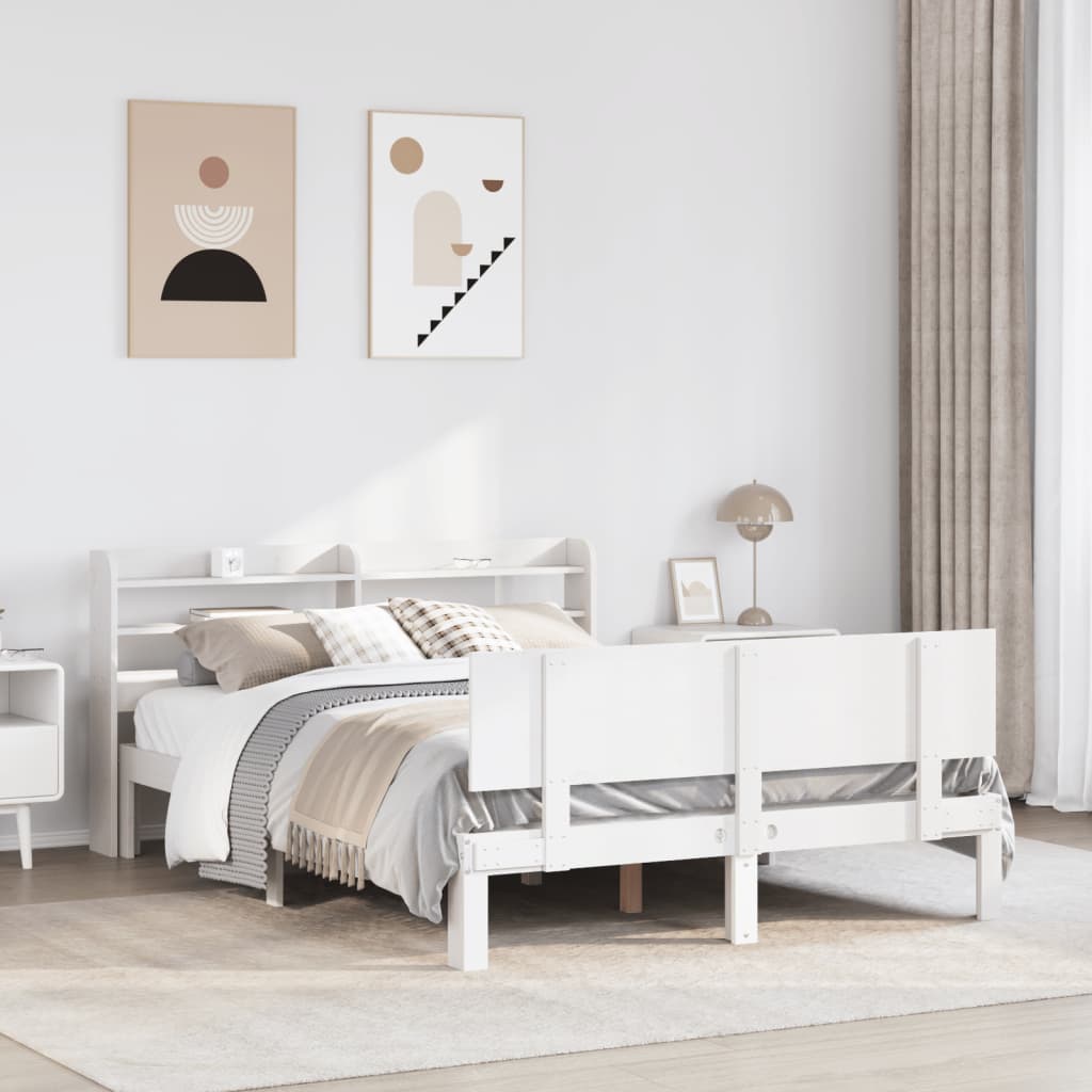 Bedframe with Headboard White 140x200cm - Sid & Sam