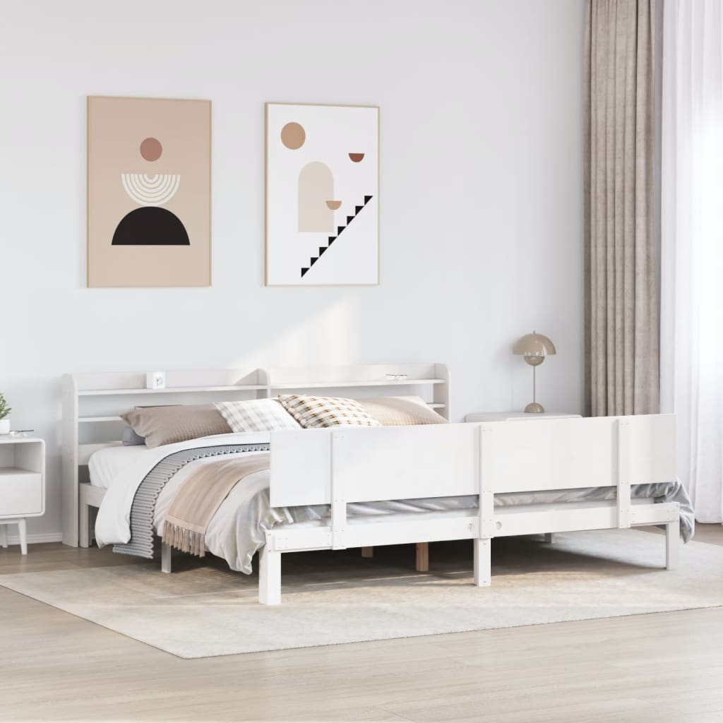 Bedframe with Headboard White 200x200cm - Sid & Sam