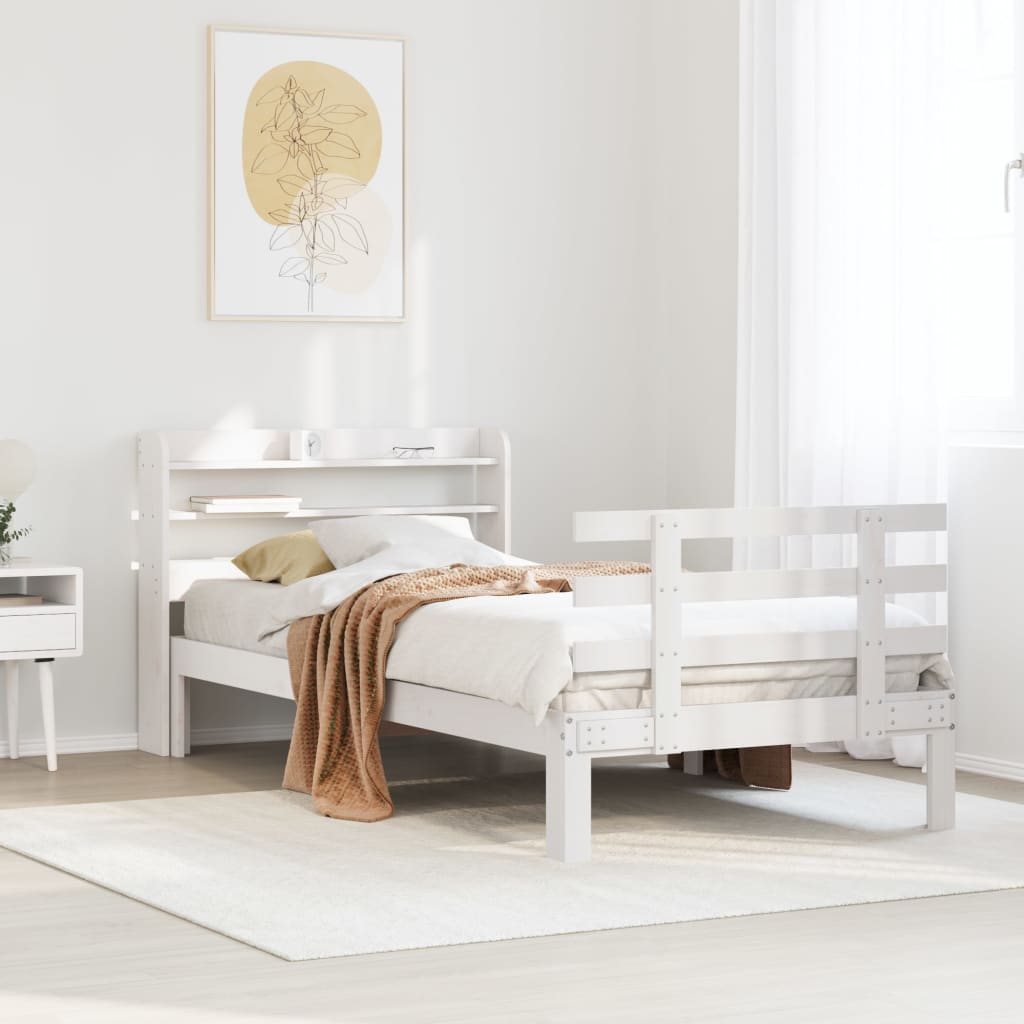 Bedframe with Headboard White 75x190cm Small Single - The Home Maker
