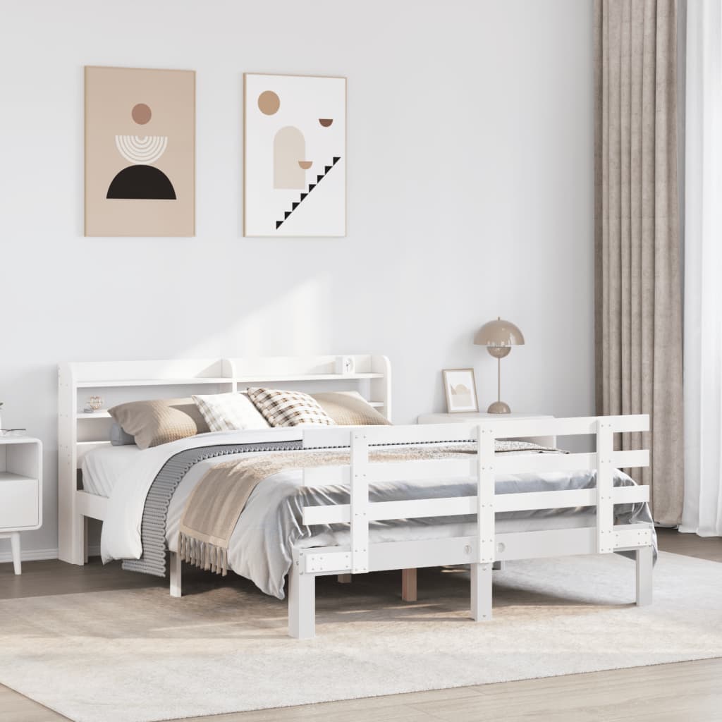 Bedframe with Headboard White 120x200cm - Brittle & Co