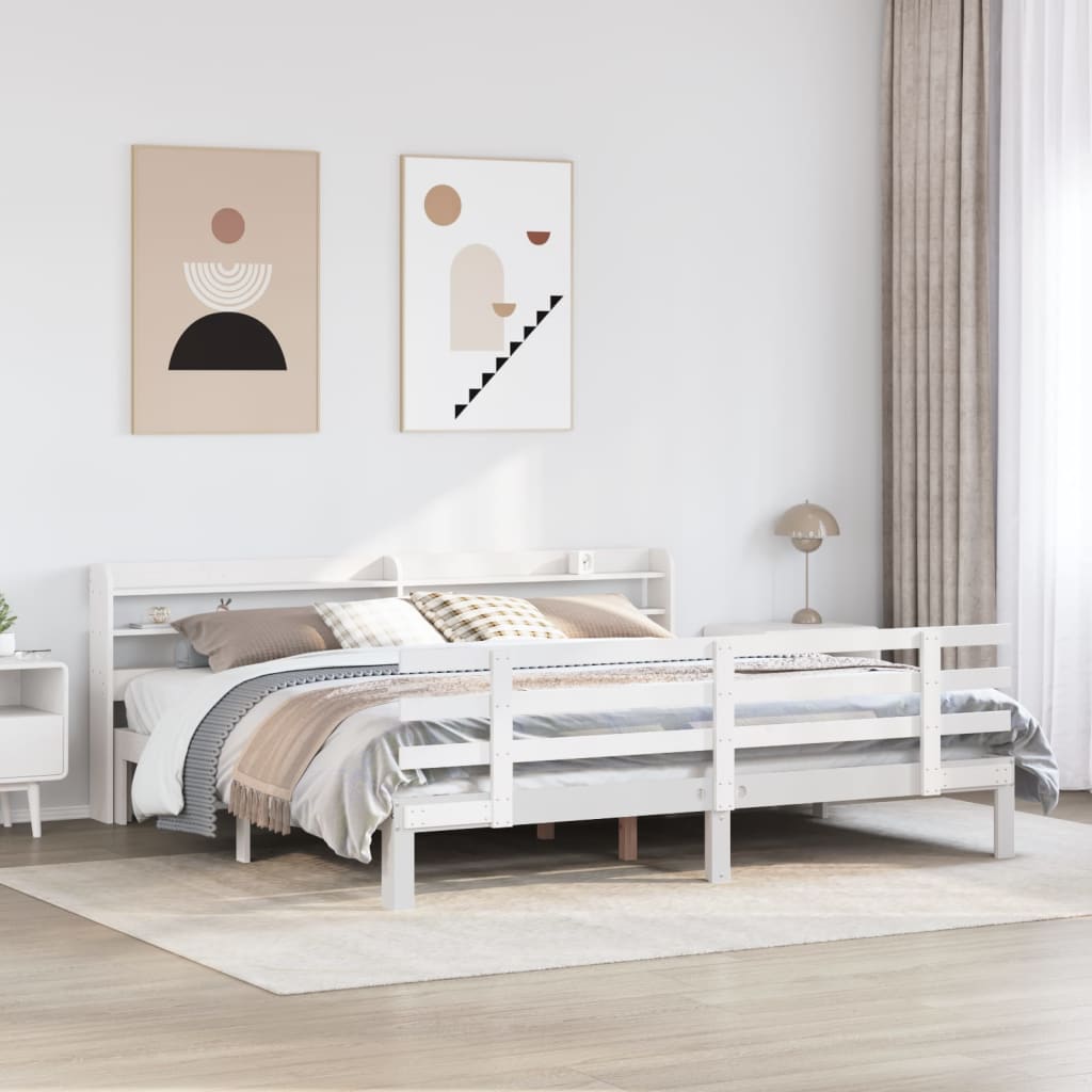 Bedframe with Headboard White 180x200cm Super King - Charlotte Dunes