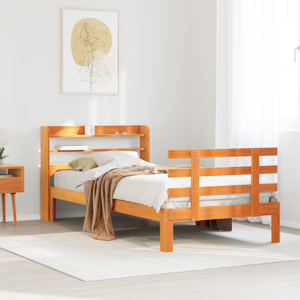 Bedframe with Headboard Wax Brown 75x190cm Small Single - Merkel Designers